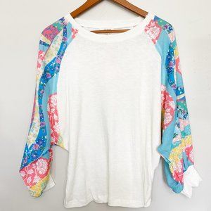 Umgee Patchwork Sleeve Top Size L